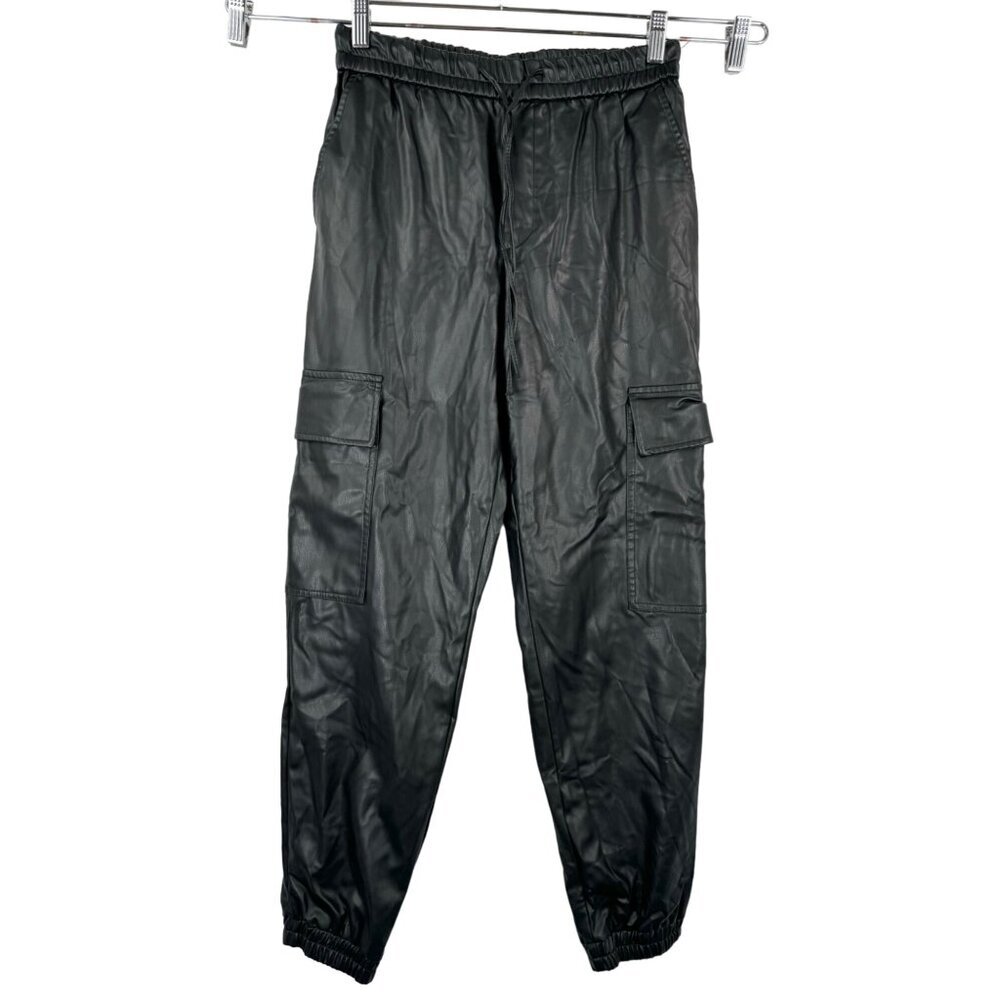 Zara Faux‎ Leather relaxed 90s cargo leather pants 90s sz S